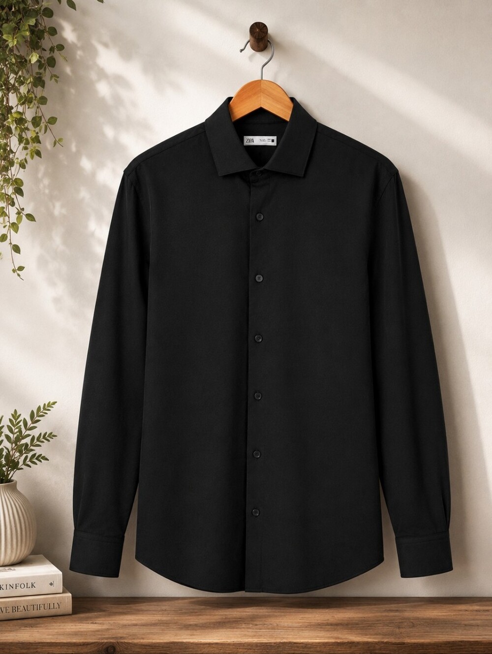 Zara Slim Fit Black Long-Sleeve Dress Shirt – XL